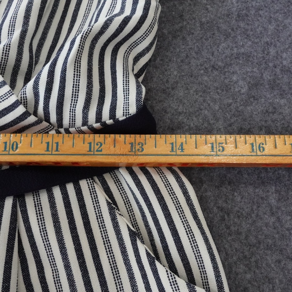 Monteau Los Angeles Striped Wide Leg Jumpsuit Navy White Wrap Front  Large - Picture 6 of 10